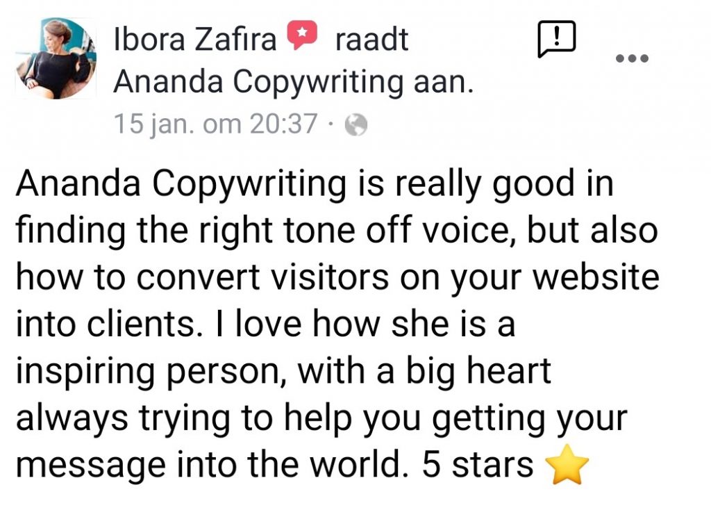 review Ibora Zafira Ananda Copywriting